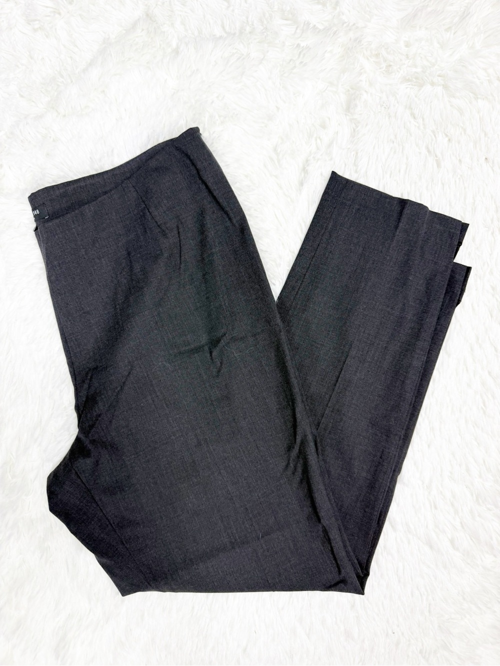 Lafayette 148 New York Wool Stretch Pants Size 12 Charcoal Gray Side Zip